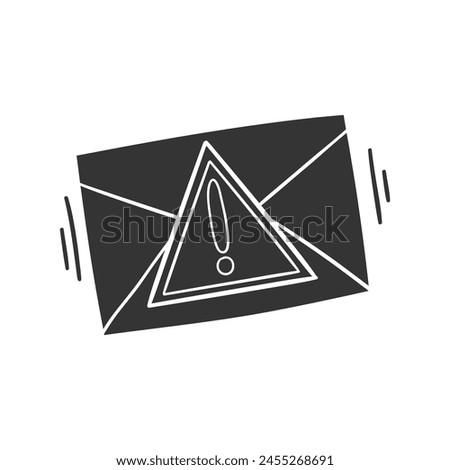 Dangerous Email Icon Silhouette Illustration. Computering Vector Graphic Pictogram Symbol Clip Art. Doodle Sketch Black Sign.