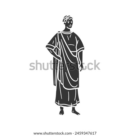 Roman Emperor Icon Silhouette Illustration. Ancient Vector Graphic Pictogram Symbol Clip Art. Doodle Sketch Black Sign.