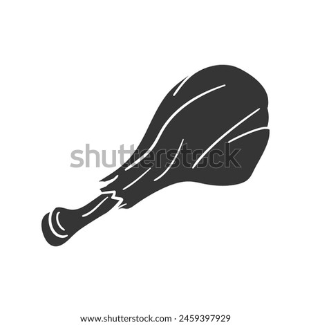 Poultry Leg Icon Silhouette Illustration. Food Vector Graphic Pictogram Symbol Clip Art. Doodle Sketch Black Sign.