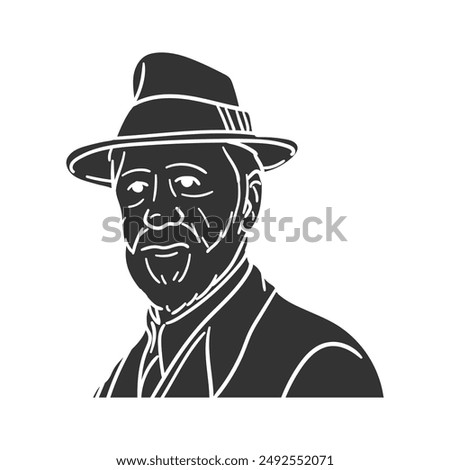 Charles Ives Icon Silhouette Illustration. Composer Vector Graphic Pictogram Symbol Clip Art. Doodle Sketch Black Sign.