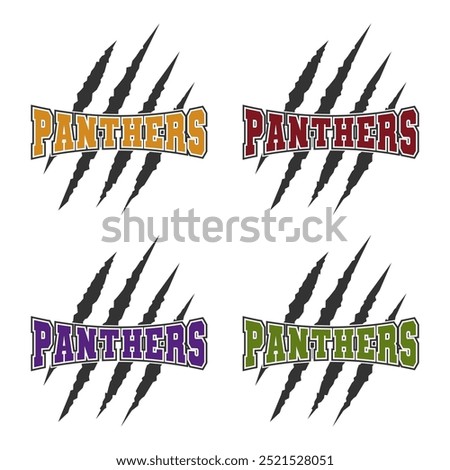 Panthers sport mascot emblem animal scratch claw stripes spirit school team.	