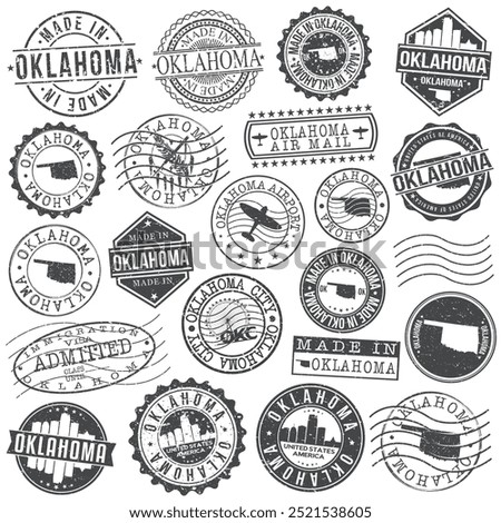 Oklahoma City, Oklahoma Stamp. Vector Art Postal. Passport Travel Design. Travel and Business Set.	