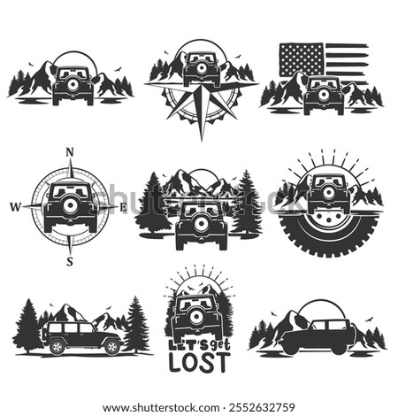 Off Road Compass Illustration Clip Art Design Shape. Adventure Silhouette Icon Vector.