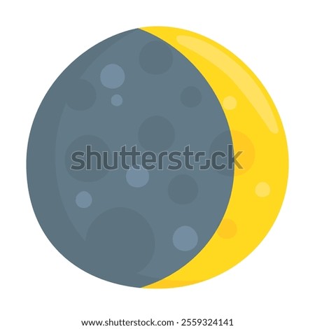 Waxing Crescent Moon Emoji Icon Illustration. Phases of the Moon Vector Symbol Emoticon Design Doodle Vector.