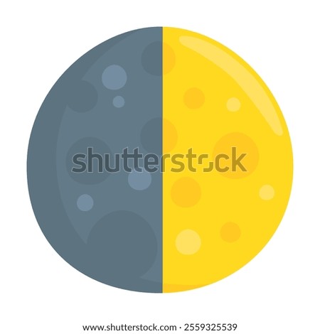 First Quarter Moon Emoji Icon Illustration. Phases of the Moon Vector Symbol Emoticon Design Doodle Vector.