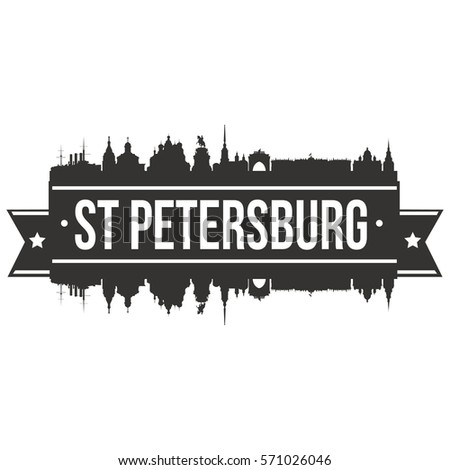 St Petersburg Skyline Stamp Silhouette Vector City Design Art Landmark Russia.