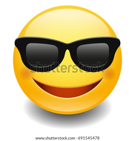 Emoji Sunglasses Smiley. Face Vector Design Art. Emoticon Head Symbol.