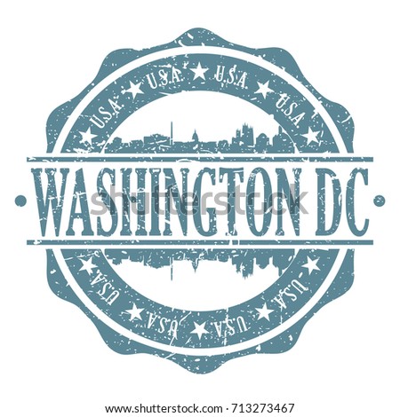 Washington DC Stamp Post Skyline Silhouette City Vector Design Art.