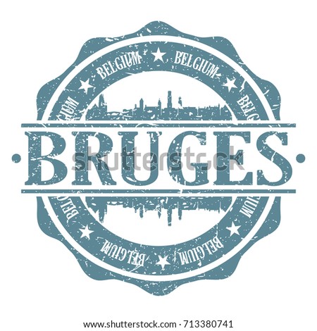 Bruges Stamp Post Skyline Silhouette City Vector Design Art Badge.