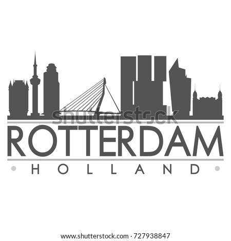 Rotterdam Skyline Silhouette Design City Vector Art