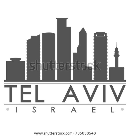 Tel Aviv Skyline Silhouette Design City Vector Art Famous Buildings 