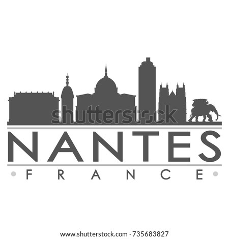 Nantes France Europe Skyline Silhouette Design City Vector Art Famous Buildings.