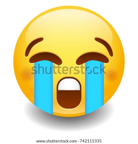 Loudly Crying Emoji Smiley Face Vector Design Art
