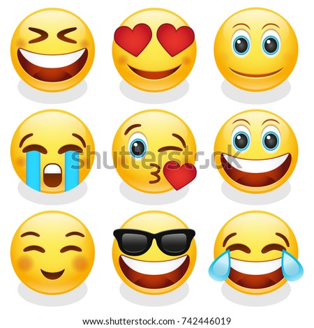 Emoji Smiley Face Vector Design Art Trendy Communication Chat Elements