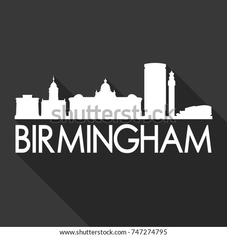 Birmingham Flat Icon Skyline Silhouette Design City Vector Art Famous Buildings.