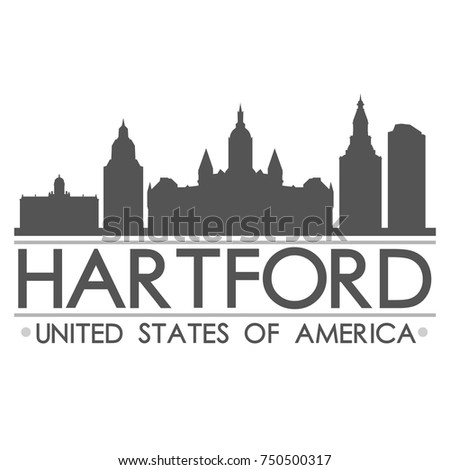 Hartford Skyline Silhouette Design City Vector Art Famous Buildings