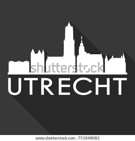 Utrecht Flat Icon Skyline Silhouette Design City Vector Art Famous Buildings