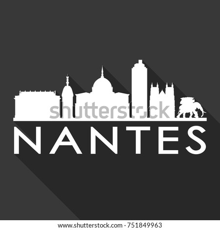 Nantes Flat Icon Skyline Silhouette Design City Vector Art Famous Buildings.