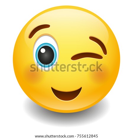 Wink Happy Expression Emoji Smiley Face Vector Design Art