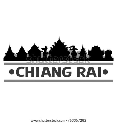 Chiang Rai Thailand Skyline Silhouette Stamp City Design Vector Art Template 