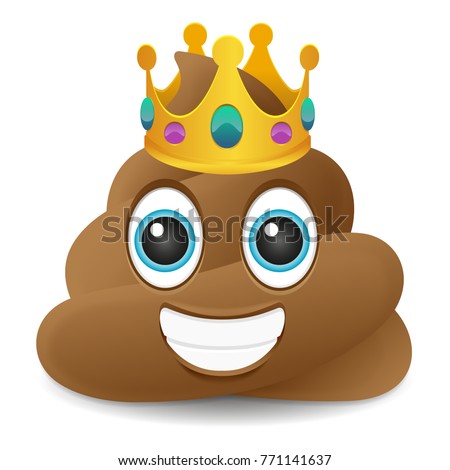 Pile of Poo King Crown Emoji Icon Object Symbol Gradient Vector Art Design Cartoon Isolated Background