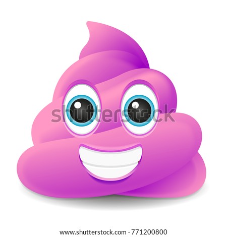 Pink Pile of Poo Emoji Icon Object Symbol Gradient Vector Art Design Cartoon Isolated Background