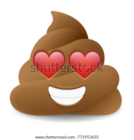 Pile of Poo Heart Emoji Icon Object Symbol Gradient Vector Art Design Cartoon Isolated Background
