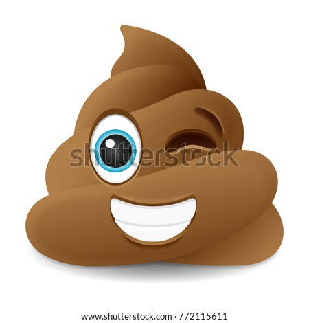 Pile of Poo Wink Emoji Icon Object Symbol Gradient Vector Art Design Cartoon Isolated Background