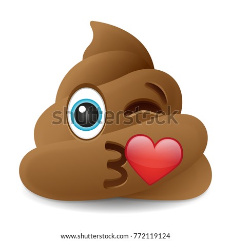 Pile of Poo Kiss Emoji Icon Object Symbol Gradient Vector Art Design Cartoon Isolated Background.