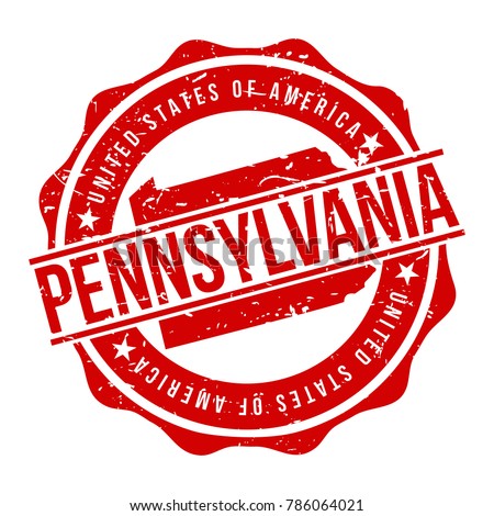 Pennsylvania America Original Stamp Design Vector Art Tourism Souvenir Round.