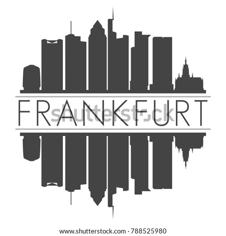 Frankfurt Germany Europe Skyline Vector Art Mirror Silhouette Emblematic Buildings