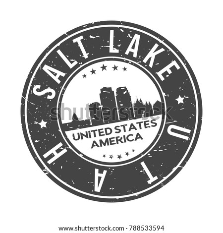 Salt Lake City Utah USA Stamp Logo Icon Symbol Design Skyline City.