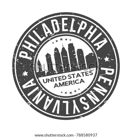 Philadelphia Pennsylvania USA Stamp. Logo Icon Symbol Design Skyline City.