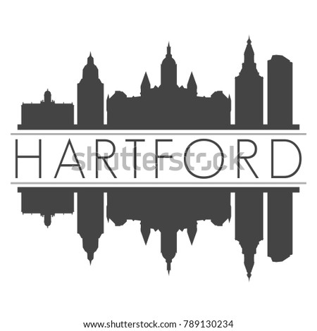 Hartford Capital Connecticut USA Skyline Silhouette Design City Vector Art Famous Buildings