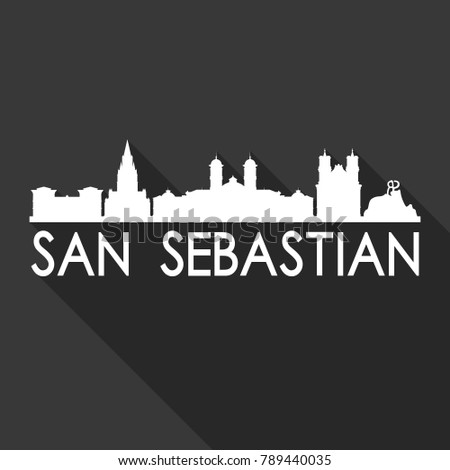 San Sebastian Spain Europe Flat Icon Skyline Silhouette Design City Vector Art Famous Buildings.