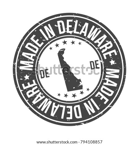 Delaware State USA Quality Original Stamp Design Vector Art Tourism Souvenir Round Seal Badge Illustration.