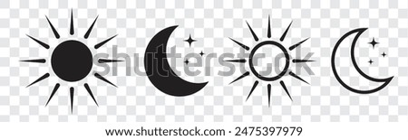 un and moon icon isolated on white background. Day and night. Vector illustration.