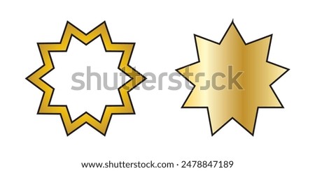 Bahai star. Black linear Bahai symbol. Religious symbol of Bahaism. Vector illustration.