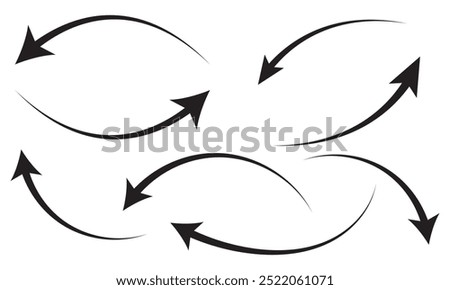 Black arrow icon isolated on white background. Horizontal dual long straight , right and left side arrow signs. Arrow indicated the direction symbol. Curved and straight arrow icon vector.