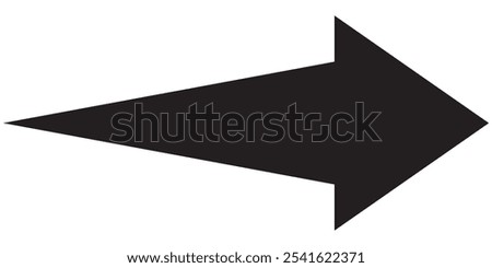 Long arrow. Black arrow pointing right. Black large arrow pointing right. Bold thine long arrow. Vector illustration.