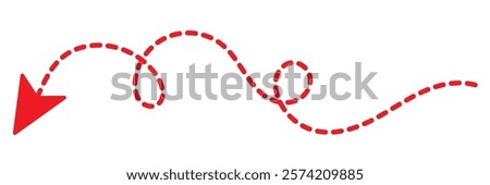 Set of hand drawn thin dash line arrows. Collection of curved pointers. Black dot vector pointers pointing in different directions. Simple design elements of signpost showing confusing complex path.