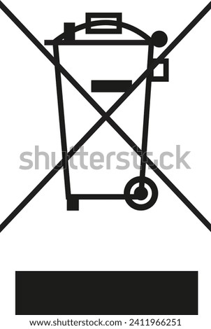 Weee Label sign | Waste Electrical and Electronic Equipment recycling sign  Wheelie Bin with Bar Symbol, symbol Bin 