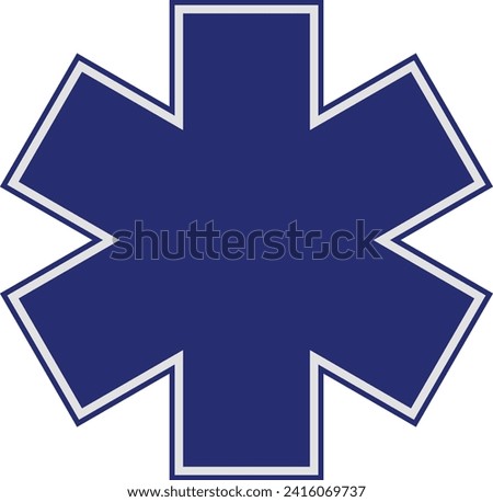 Star of Life  Medical Logo, Ambulance  logo, Pharmacy sign, Medical sign, Medical symbol, Star of Life Blue