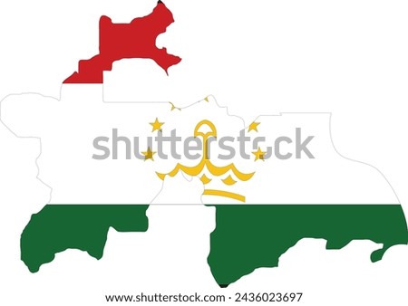 Tajikistan Flag in Tajikistan Map, Tajikistan Map with Flag, Country Map, Tajikistan with Flag, Nation Flag