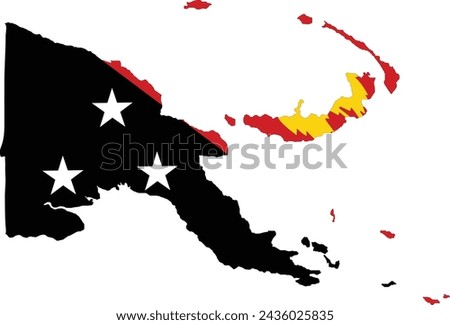 Papua New Guine Flag in Papua New Guine Map, Papua New Guine Map with Flag, Country Map, Papua New Guine with Flag, Nation Flag
