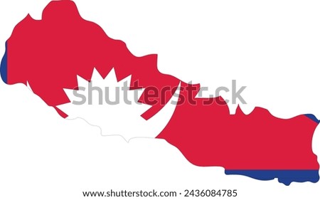 Nepal  Flag in Nepal  Map, Nepal  Map with Flag, Country Map, Nepal  with Flag, Nation Flag