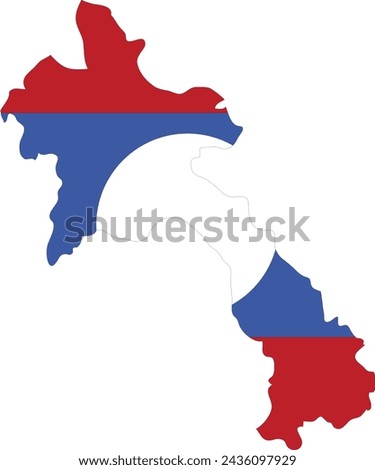 Laos Flag in Laos Map, Laos Map with Flag, Country Map, Laos with Flag, Nation Flag
