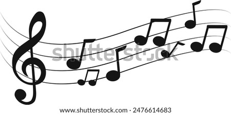 Music notes wave, Curve musical signs, sound wave line symbol, acoustic composition, Musical note, music sound, musical waves