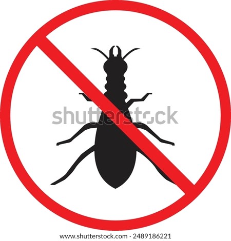 Termite Free icon, Termite Insect Prohibition Sign, Anti-termite red sign, no insect symbol red