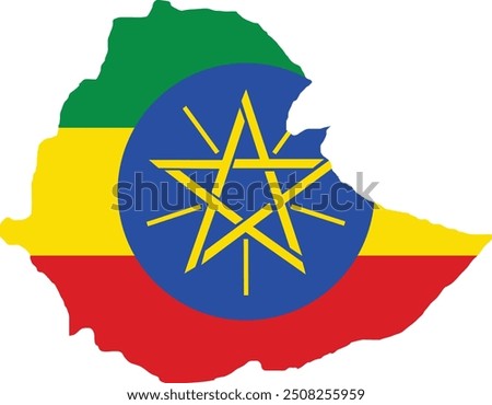 Ethiopia Flag in Map, Ethiopia Map with Flag, Country Map, Ethiopia Map with Flag, Nation Flag Ethiopia